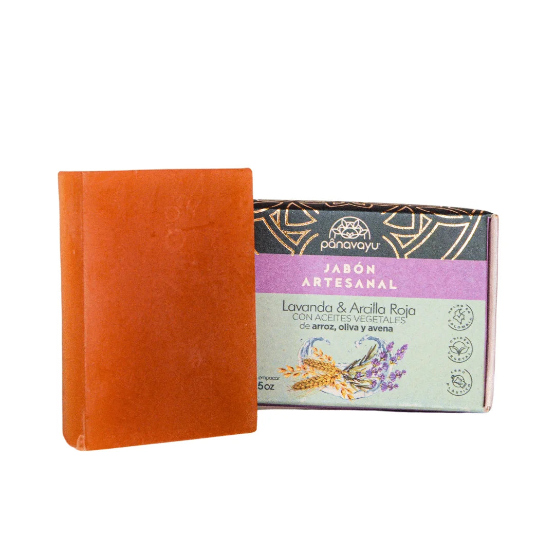 Jabón artesanal Lavanda y arcilla Roja productos ecológicos Colombia Izana Naturals