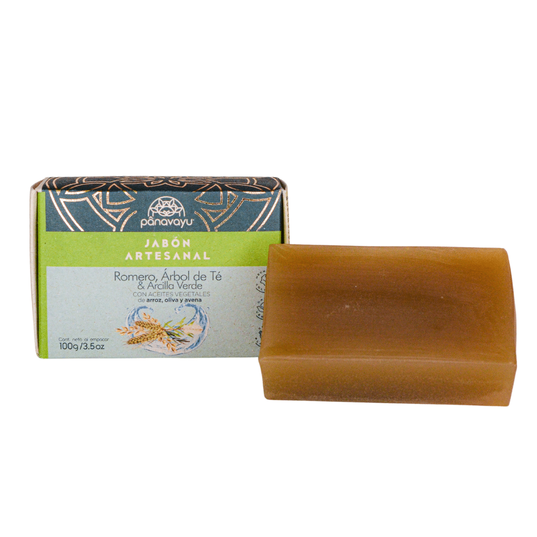 Jabón artesanal romero y árbol de té y arcilla verde Tienda ecológica Bogotá Izana Naturals