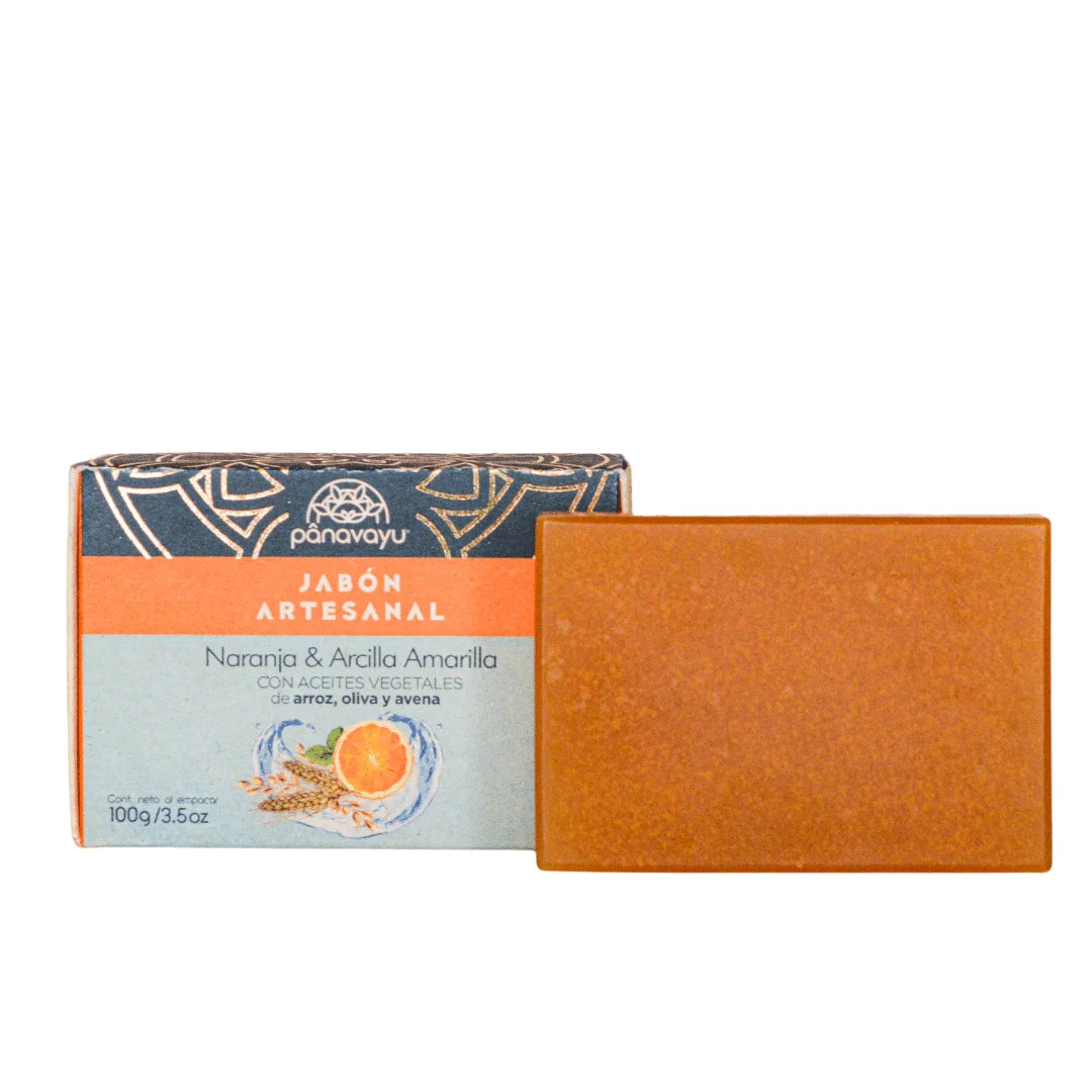 Jabón artesanal de Naranja y Arcilla amarilla Productos ecológicos colombia izana Naturals
